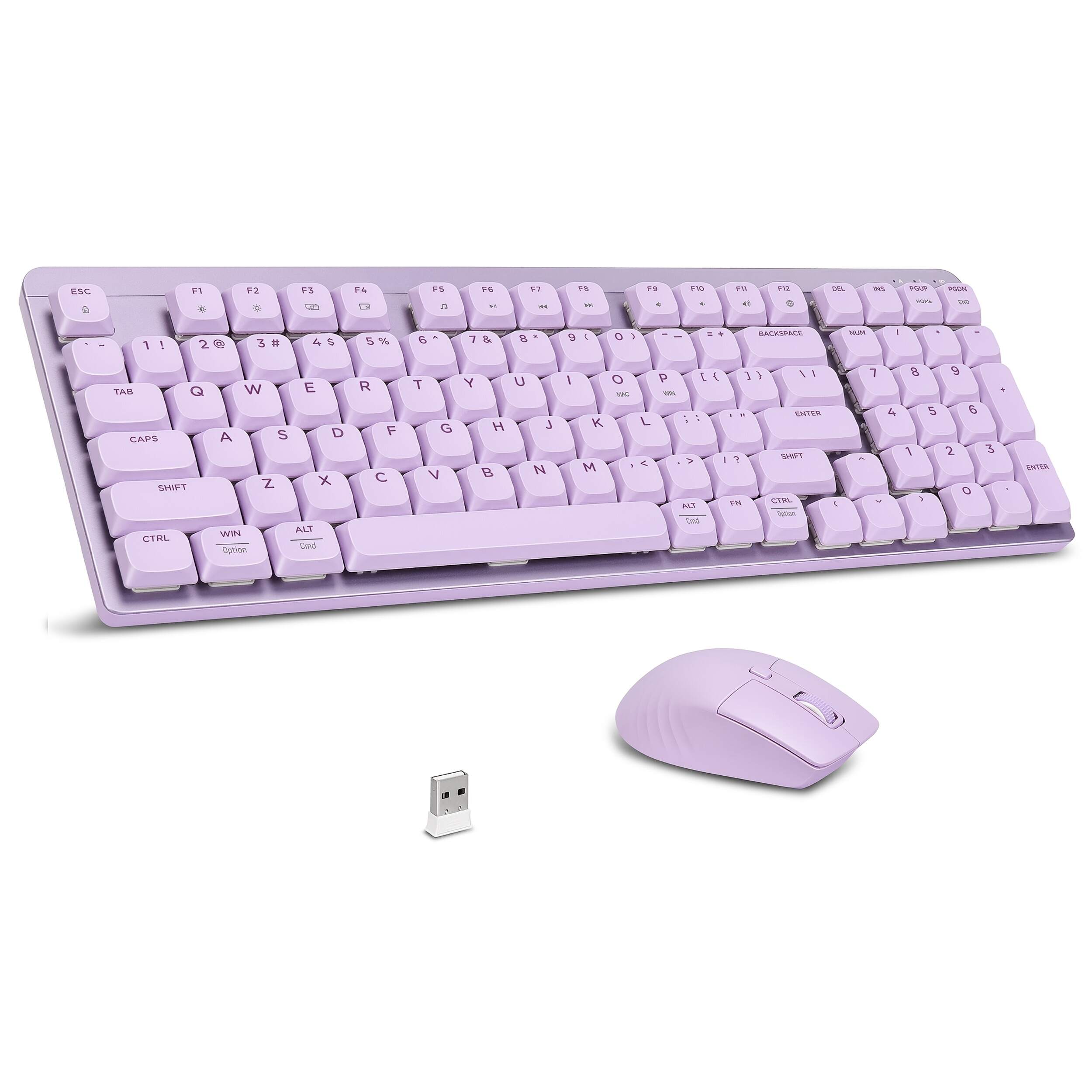 Wireless Mechanical Keyboard And Mouse, 2.4Ghz Cordless Mechanical Keyboard And Silent Mouse, Low-Profile Red Switch, 98-Key Compact Slim 96% Keyboard for Windows/MacOS PC Laptop