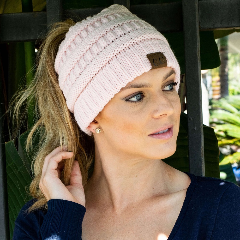 🎄CHRISTMAS ON SALE🔥 Winter Soft Knit Ponytail Bun Beanie Hat