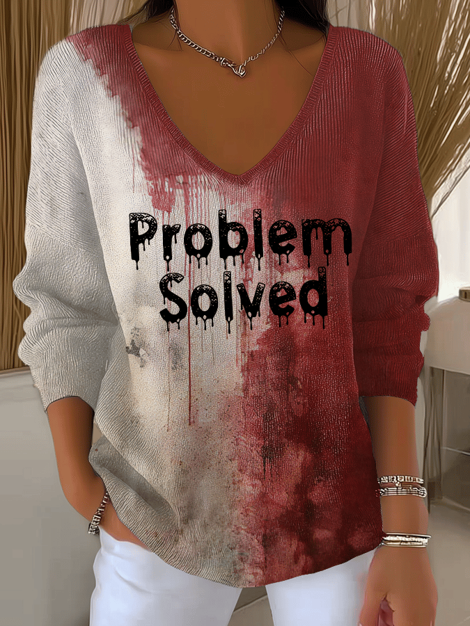 🔥Buy 3 Get 10% Off🔥Women's Halloween Bloody Problem Solved Print Casual Striped Long Sleeve T-Shirt
