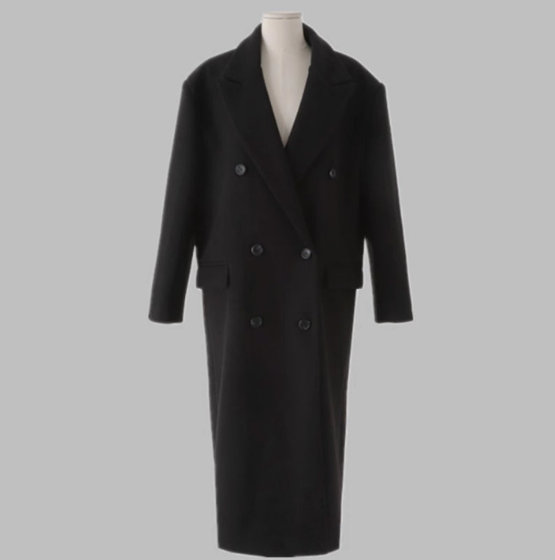 Ultra Long High-End Gray Thick Front Shoulder Coat