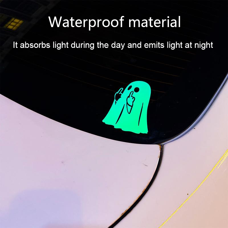 ✨Flash Sale✨Glow-in-the-Dark Halloween Ghost - PVC Sticker Middle Finger Ghost Decal