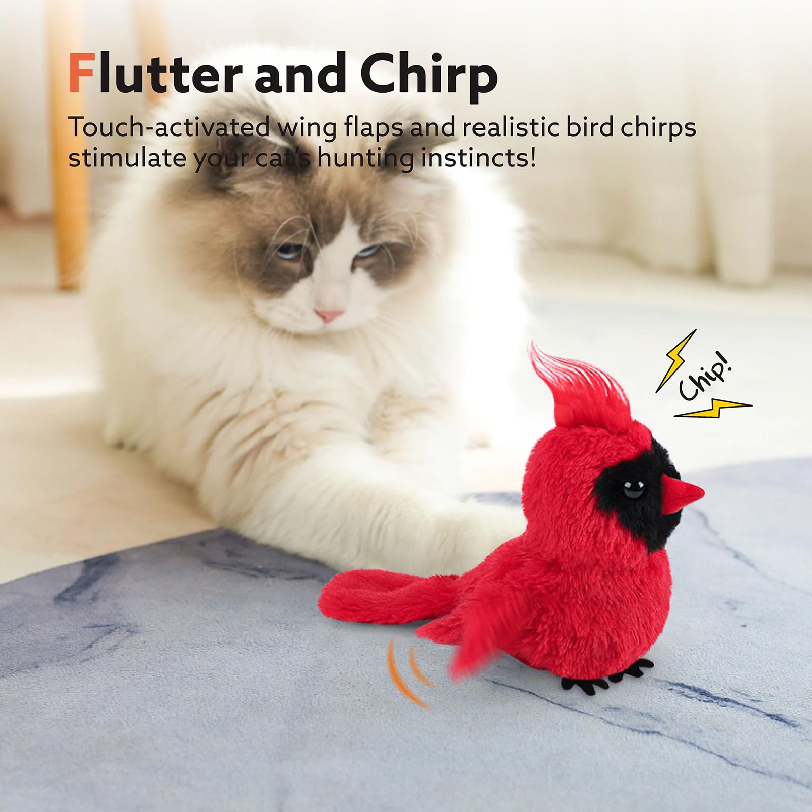 Christmas Sale🔥USB Rechargeable Cardinal Cat Toys With Lifelike Bird Chirp