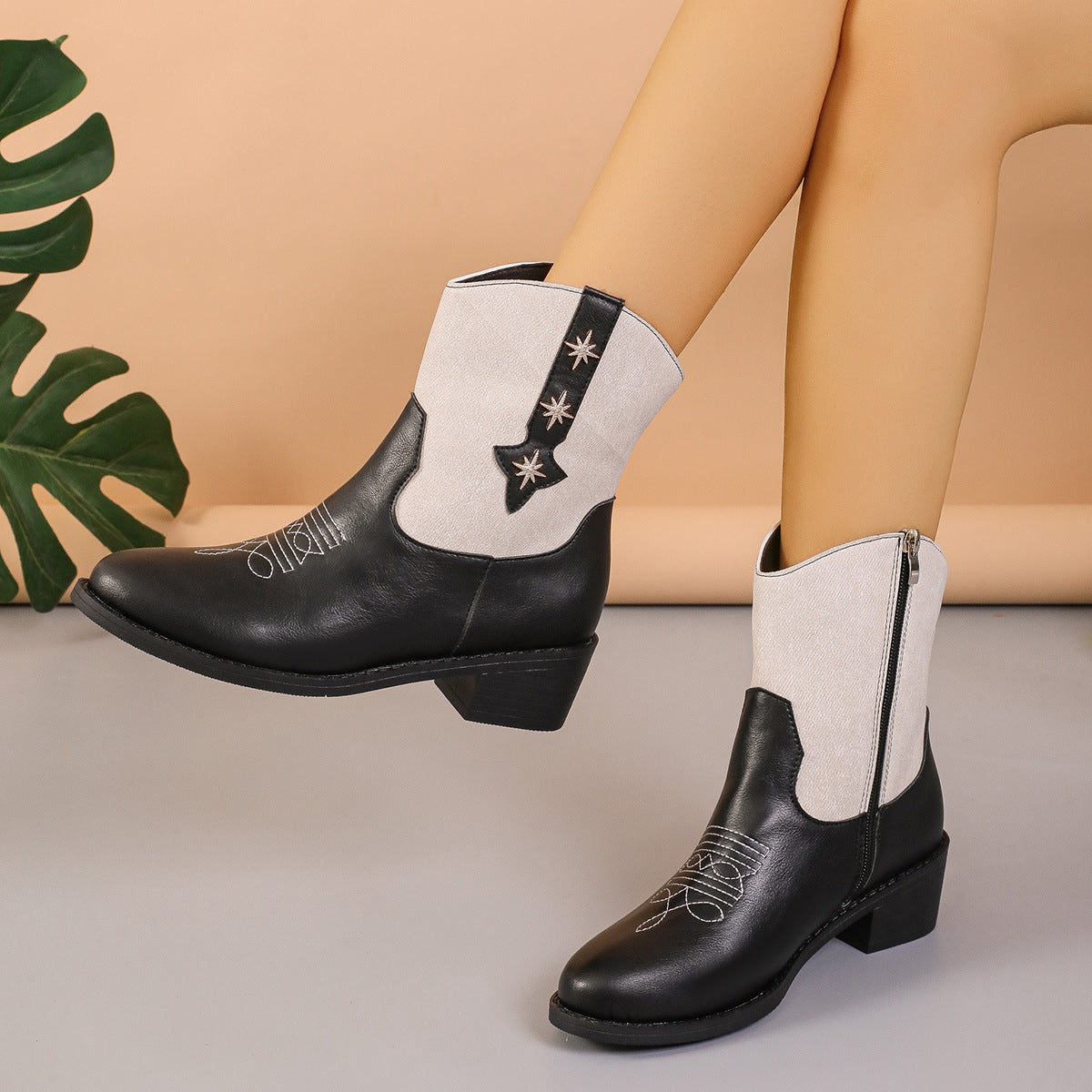 Step into Western Vibes with New Denim Patchwork Cowboy Boots for Women