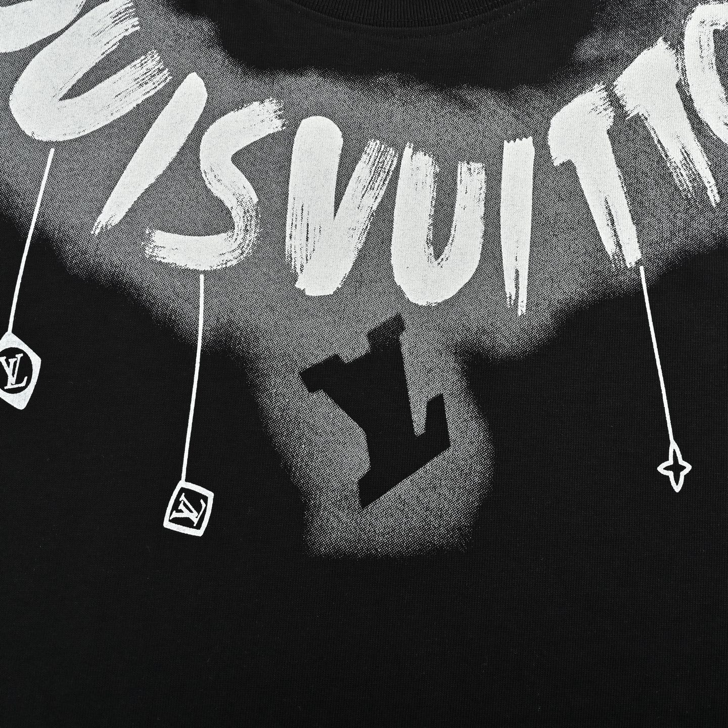 Louis Vuitton 25ss neckline graffiti lettering print short sleeves