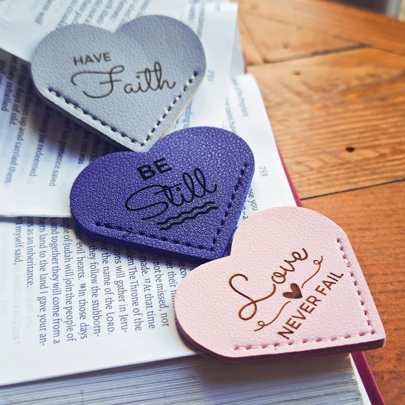 Bible Quote Leather Heart Page Corner Bookmark