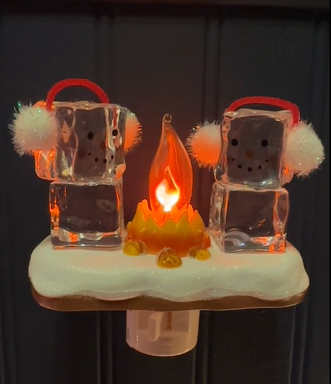 🌲🧊Cute Christmas Ice Cube Bonfire Night Lights