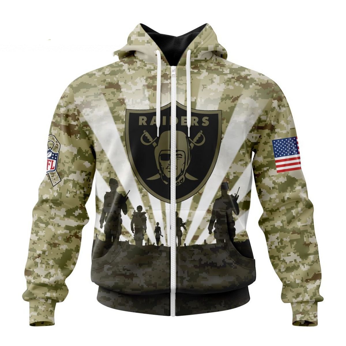 LAS VEGAS RAIDERS 3D HOODIE HONOR VETERANS
