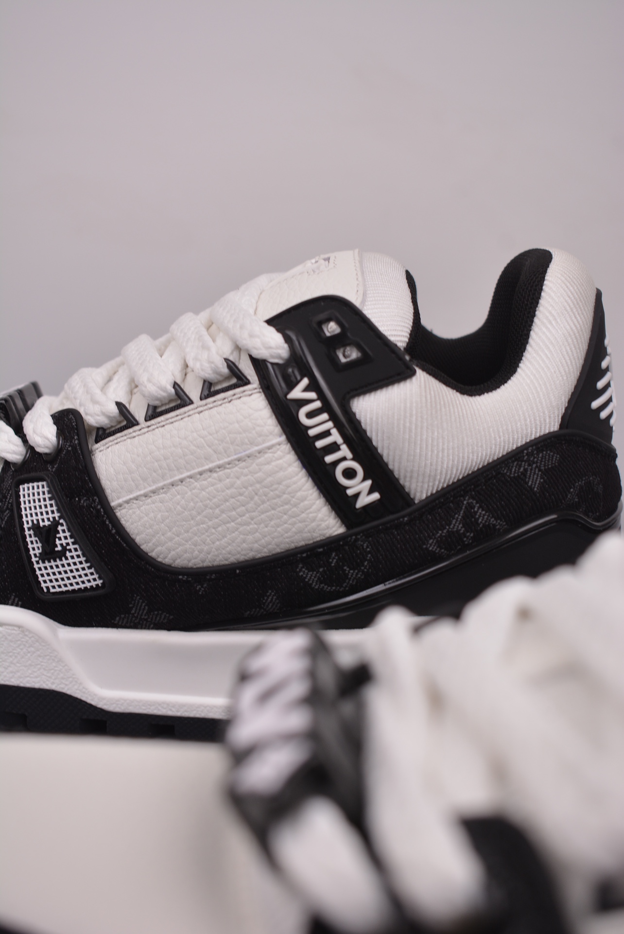 Louis Vuitton Trainer Maxi Low Sneaker Black and White