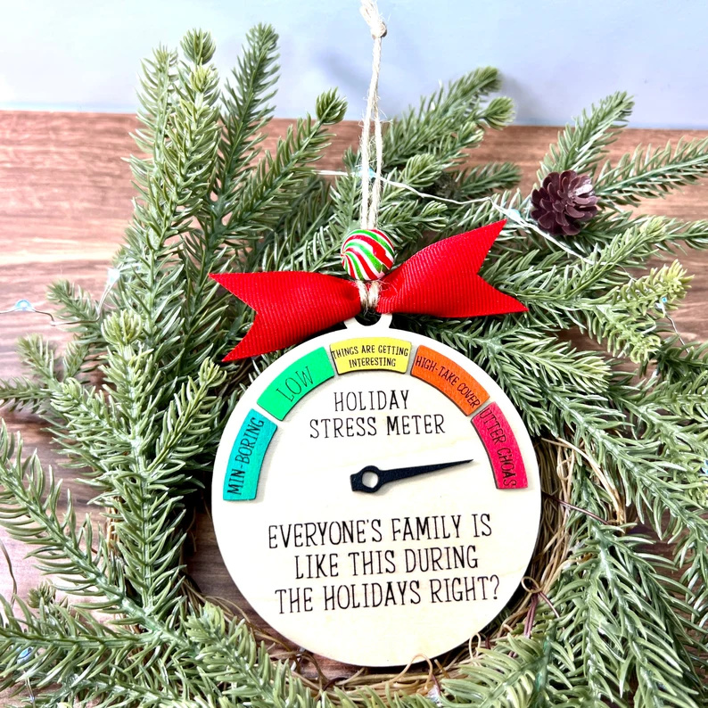 Funny Holiday Stress Meter Ornament