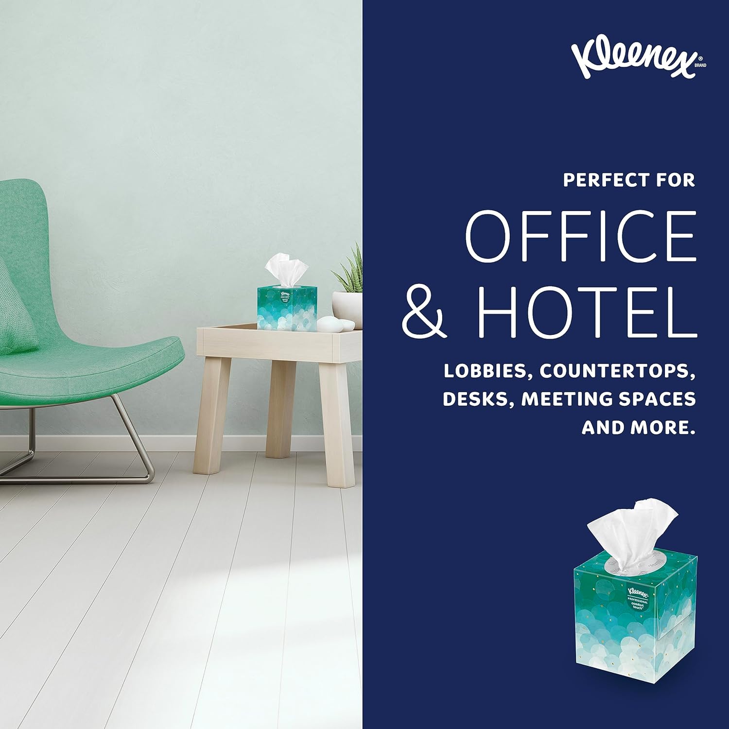 Kleenex® Professional Facial Tissues, Bulk (21271), 2-Ply, White, Upright Facial Tissue Cube Boxes for Business (90 Tissues/Box, 6 Bundles of 6 Boxes/Case, 36 Boxes/Case, 3,240 Tissues/Case)