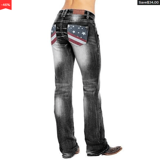 🎅Early Christmas Sale🎅American Flag elastic water wash boots-type jeans