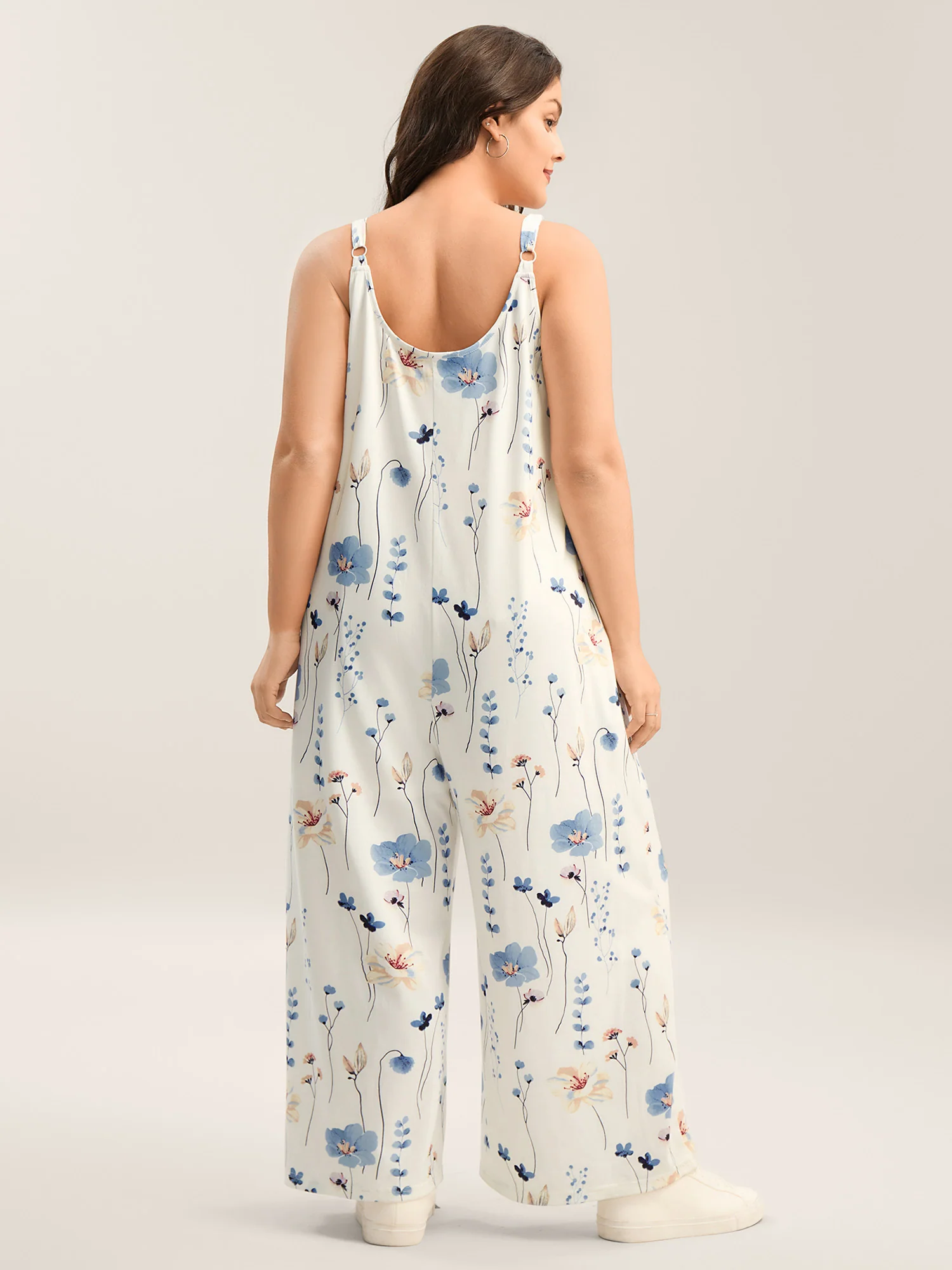 Stretchy Lined Floral Print Cami Jumpsuit