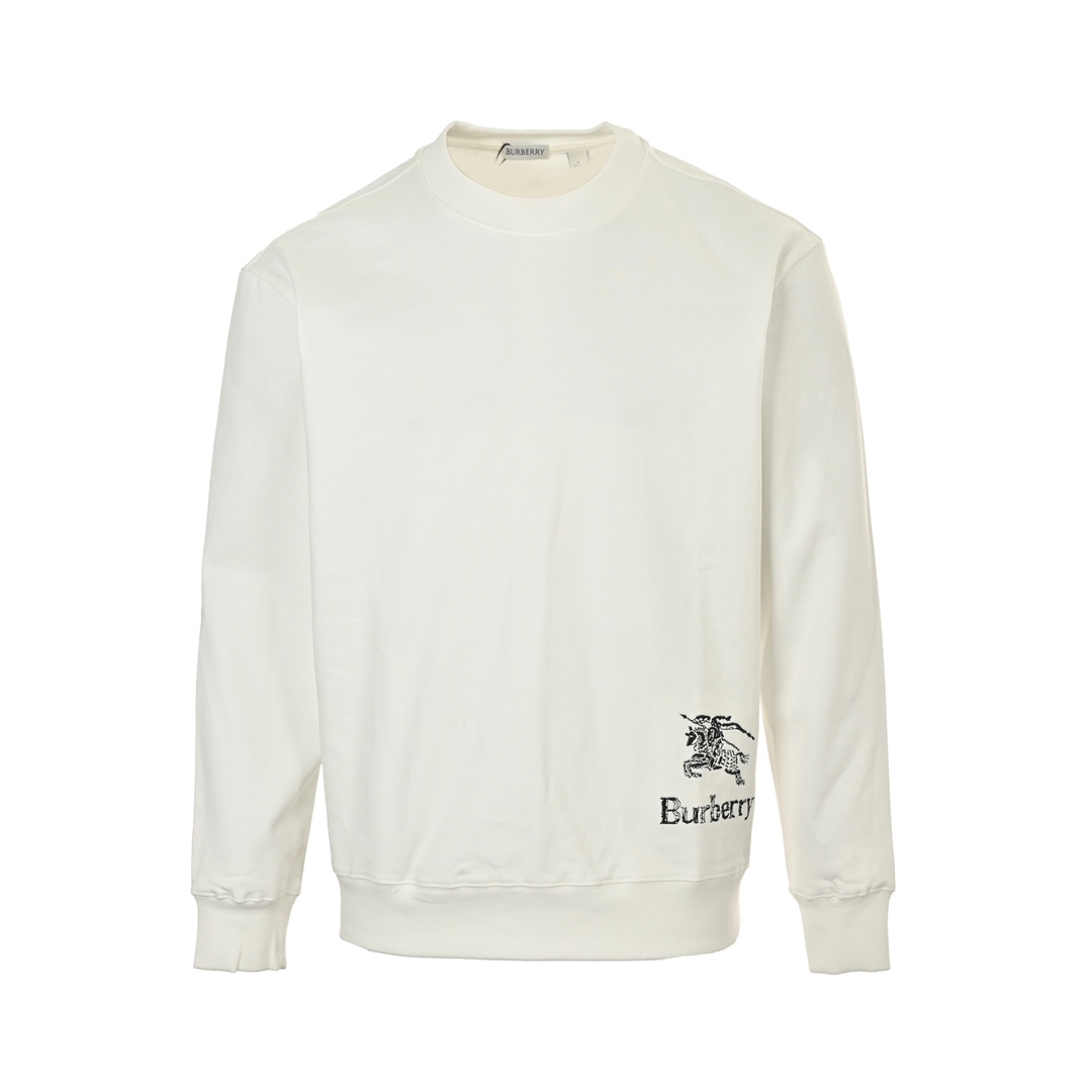 Burberry 24Fw hem embroidered warhorse crew neck sweatshirt