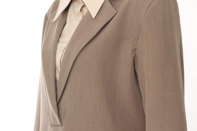 Autumn Stitching Color Matching Loose Design Blazer Tops Women
