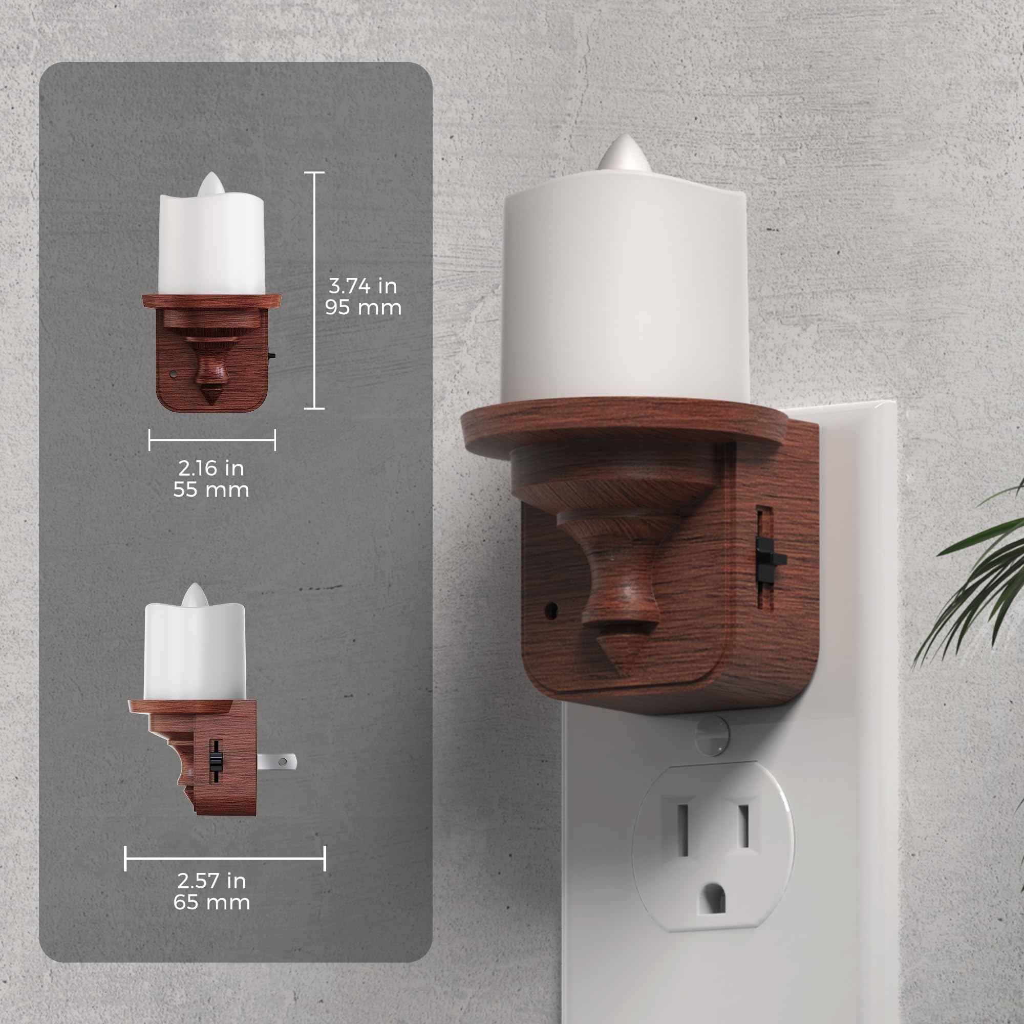 💥ON SALE💥LED Candle Night Light with Light Sensor, Plug into Wall🕯️🌙
