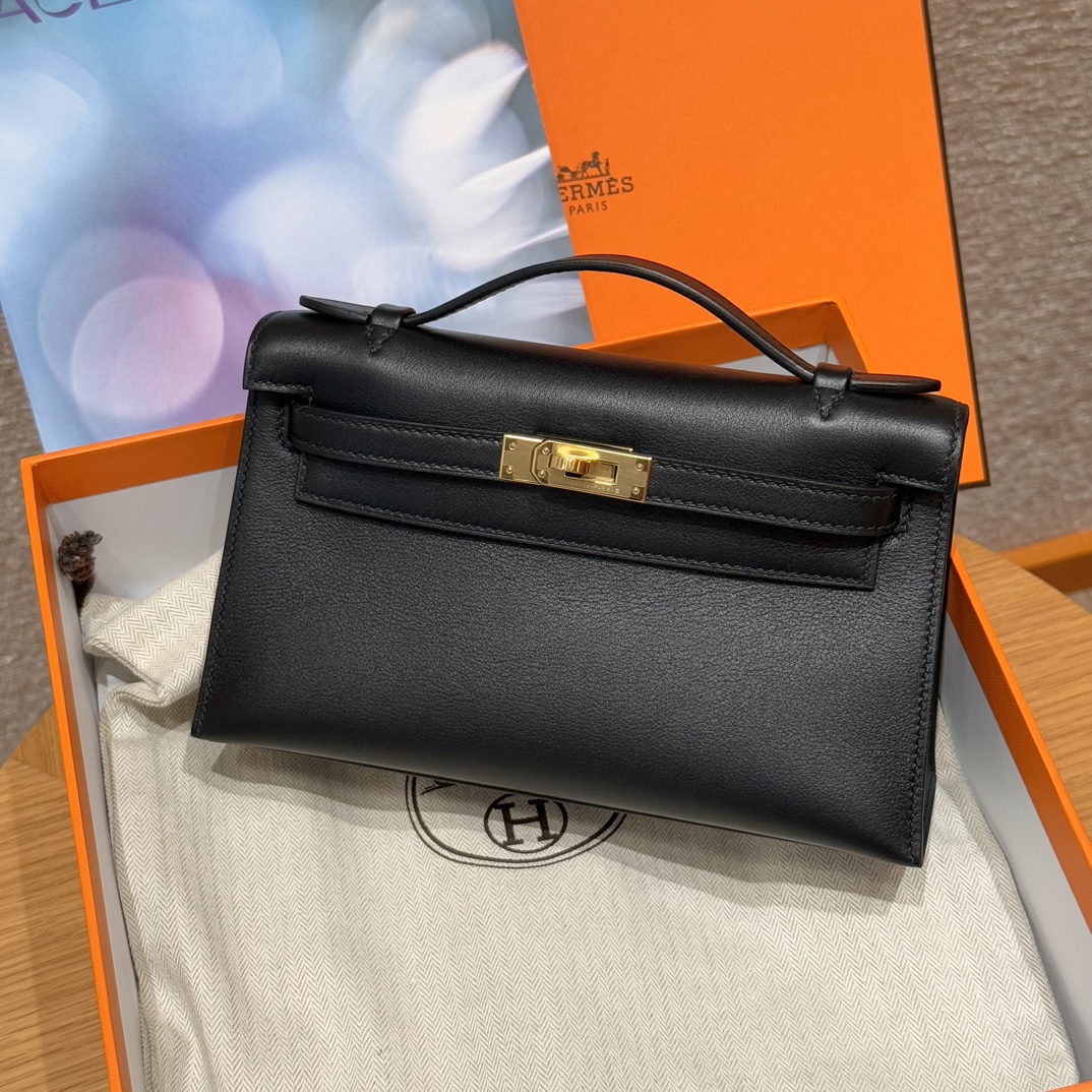 Hermès Kelly Pochette 89Noir Handbag (Handmade to Order)
