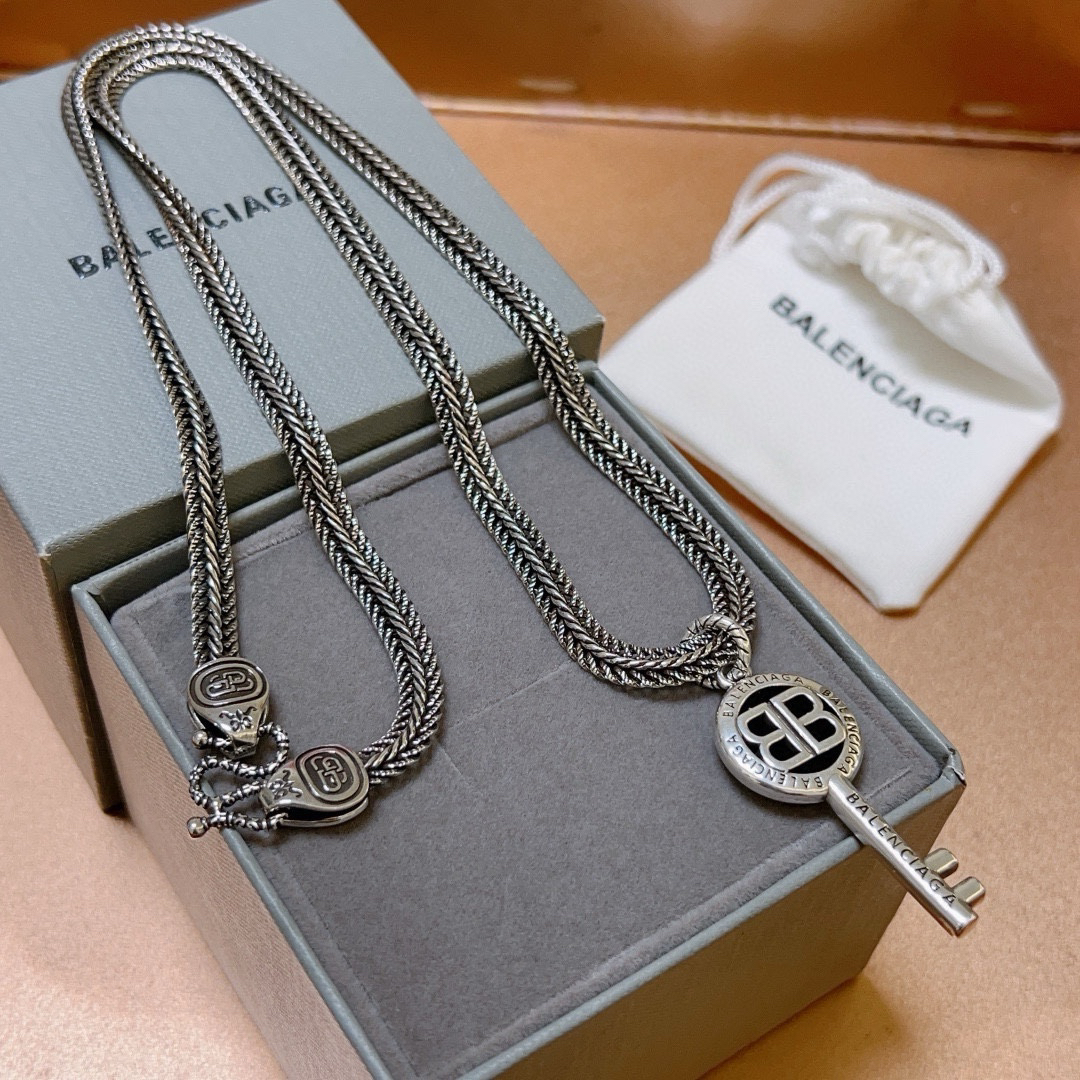 Balenciaga BB key chain necklace