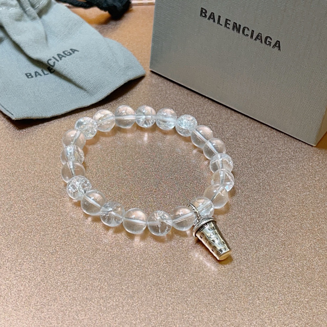 Balenciaga White Crystal Bead Bracelet