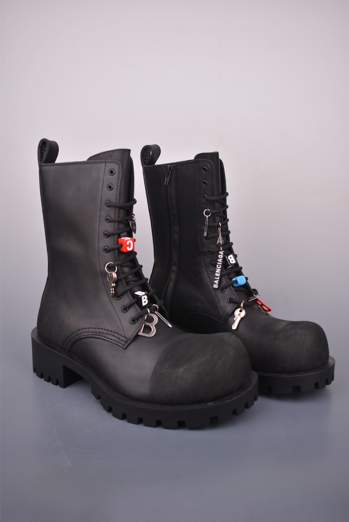 Balenciaga STOMPER Super High Buckle Black Boots 