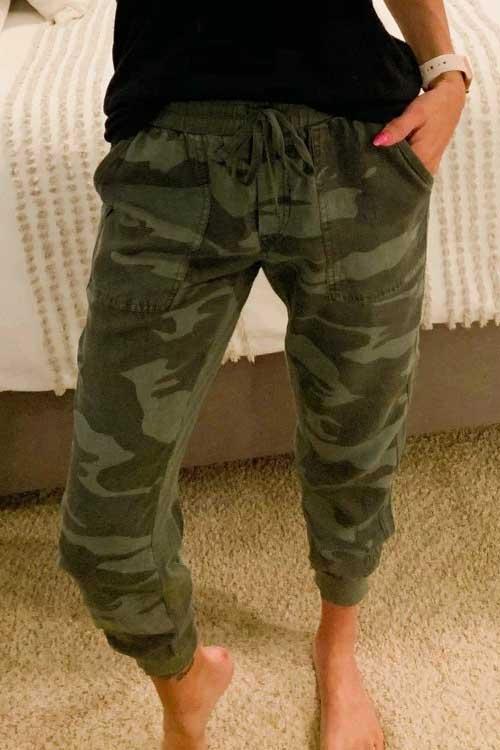 Heididress Casual Drawstring Waisted Camo Jogger