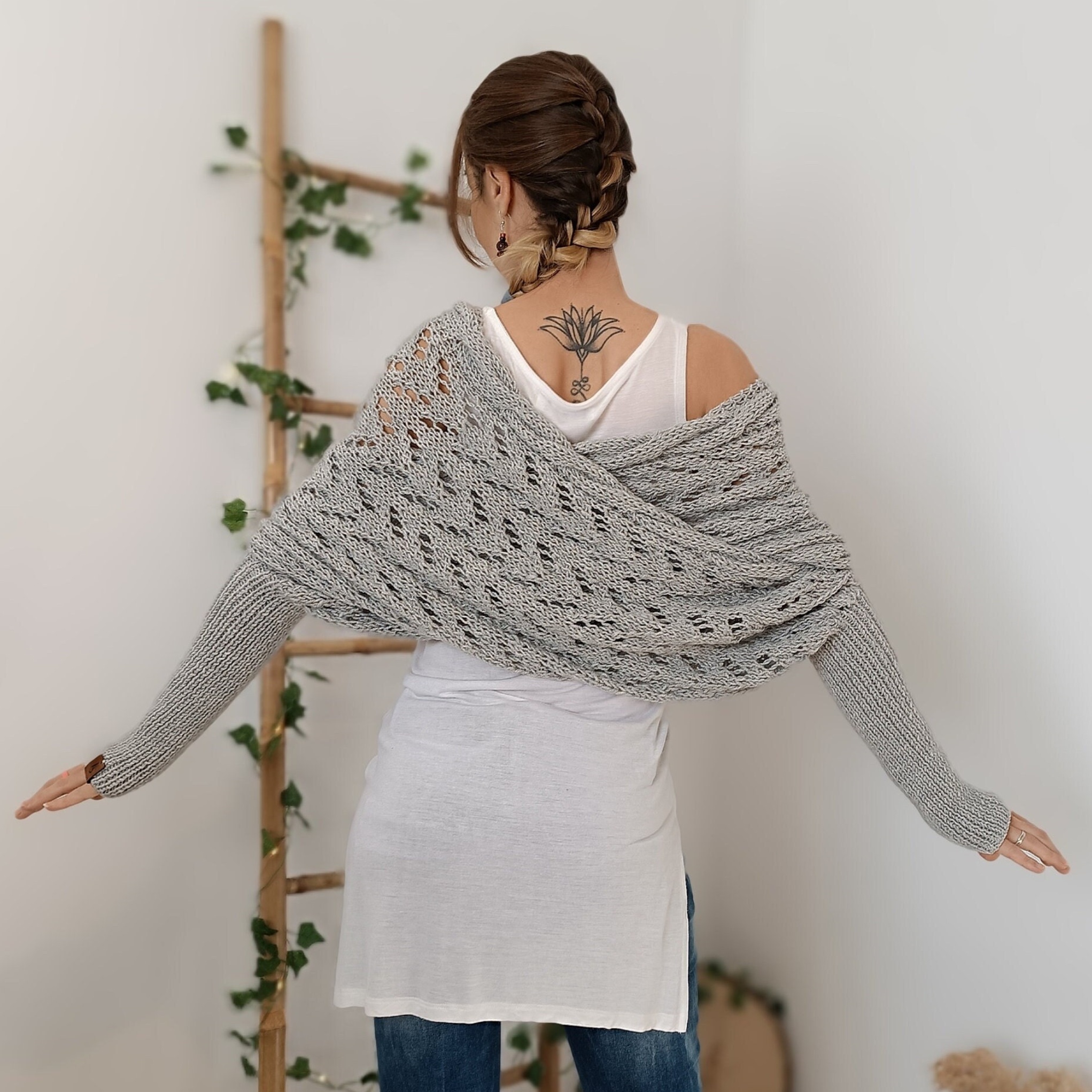 ON SALE🔥Scarf With Sleeves, Knitted Cable Wrap