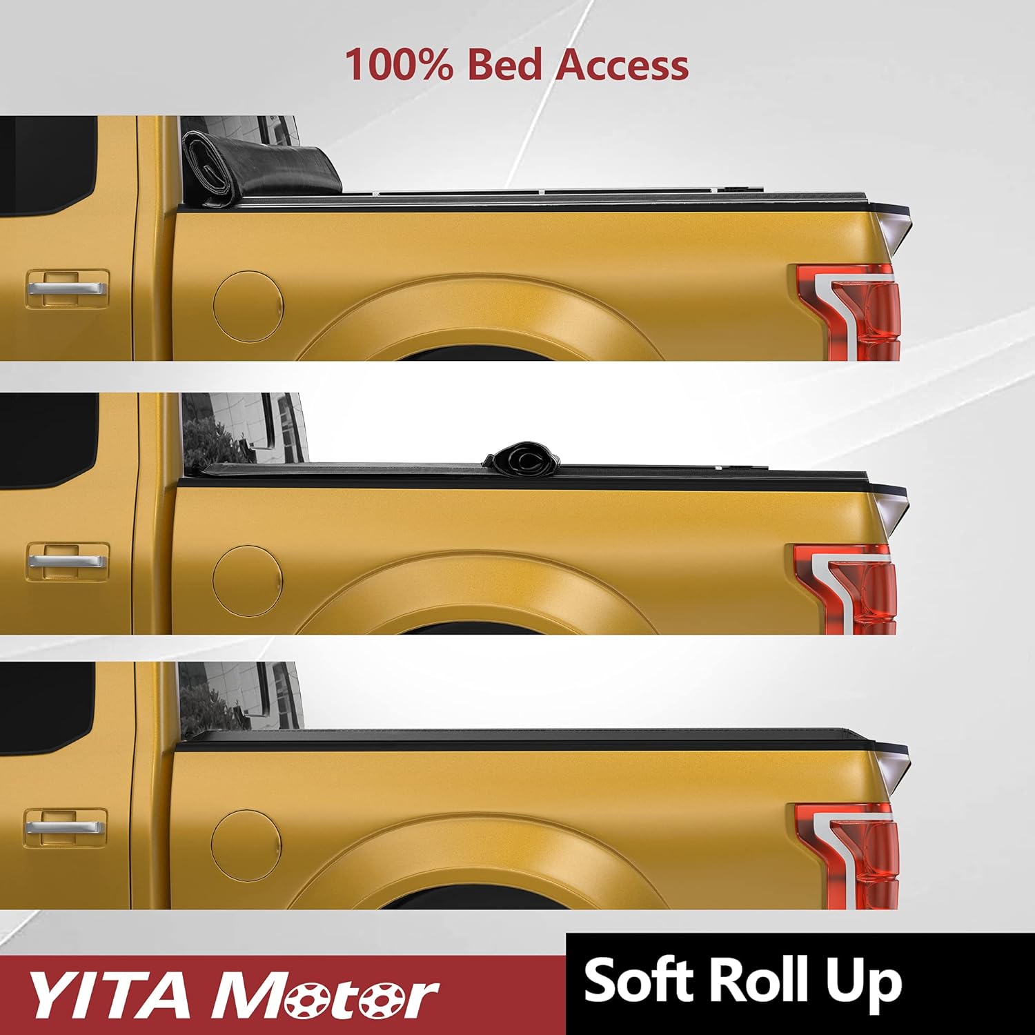 YITAMOTOR Soft Roll Up Truck Bed Tonneau Cover Compatible with 2009-2024 Dodge Ram 1500