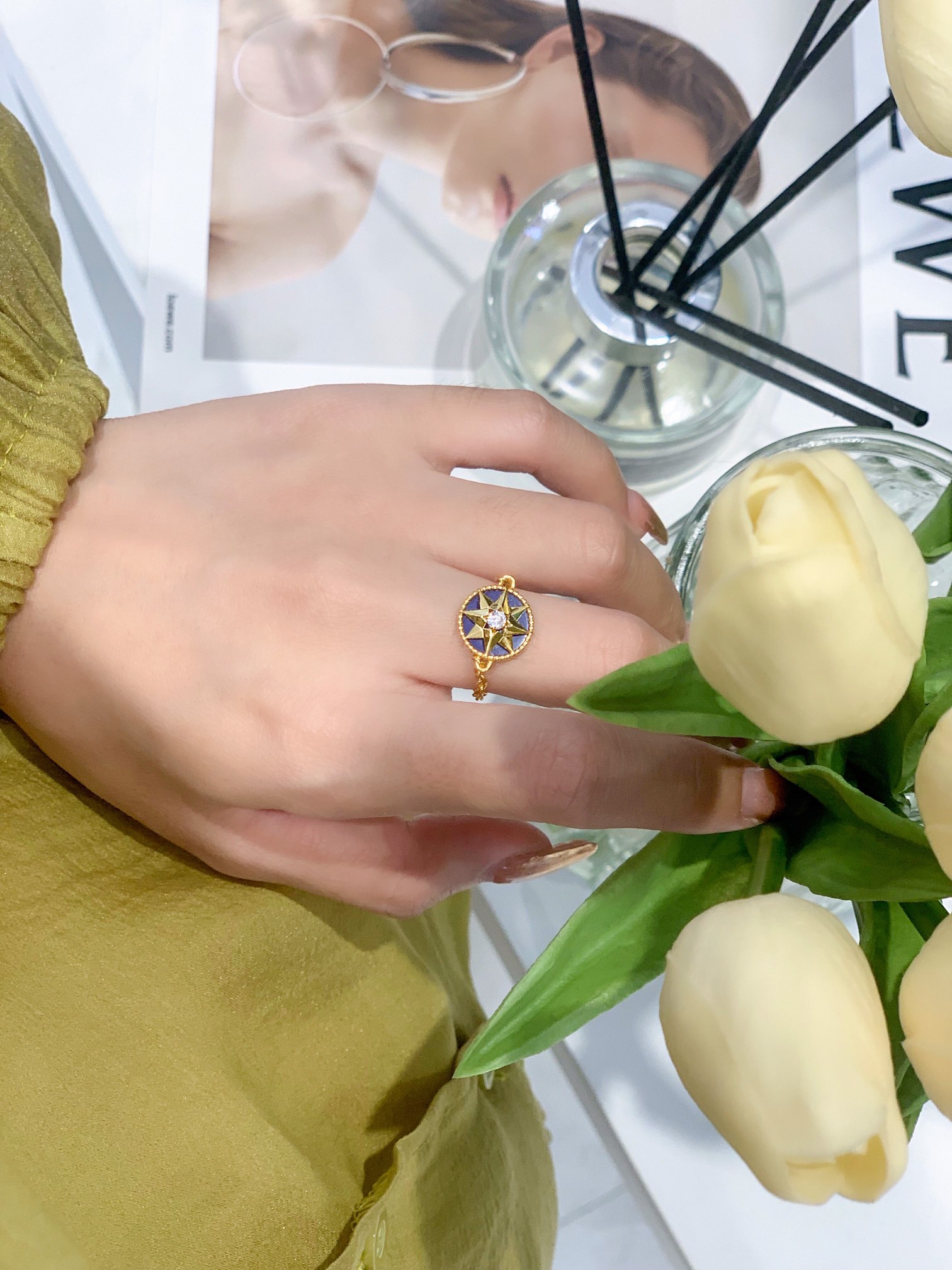 Dior compass chain ring