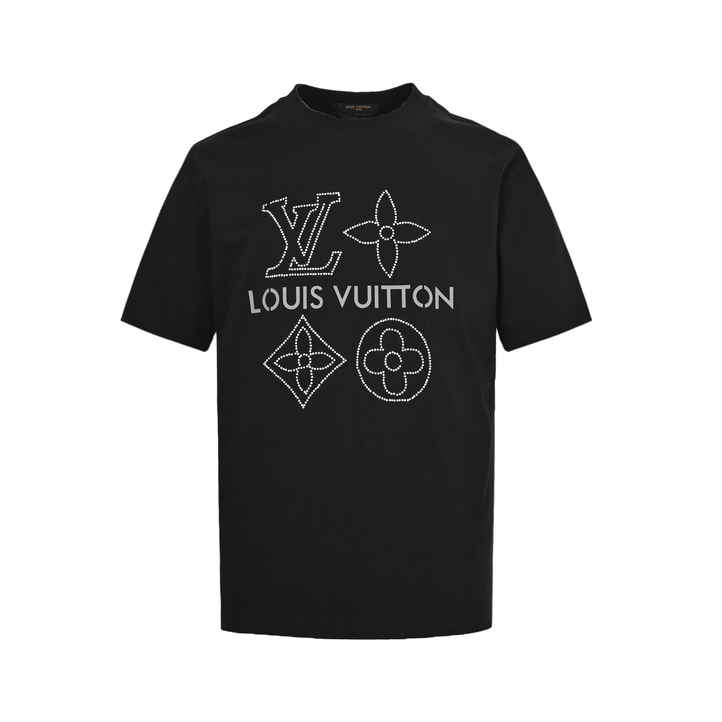 Louis Vuitton 25ss pearl hot diamond logo reflective letter print short sleeve