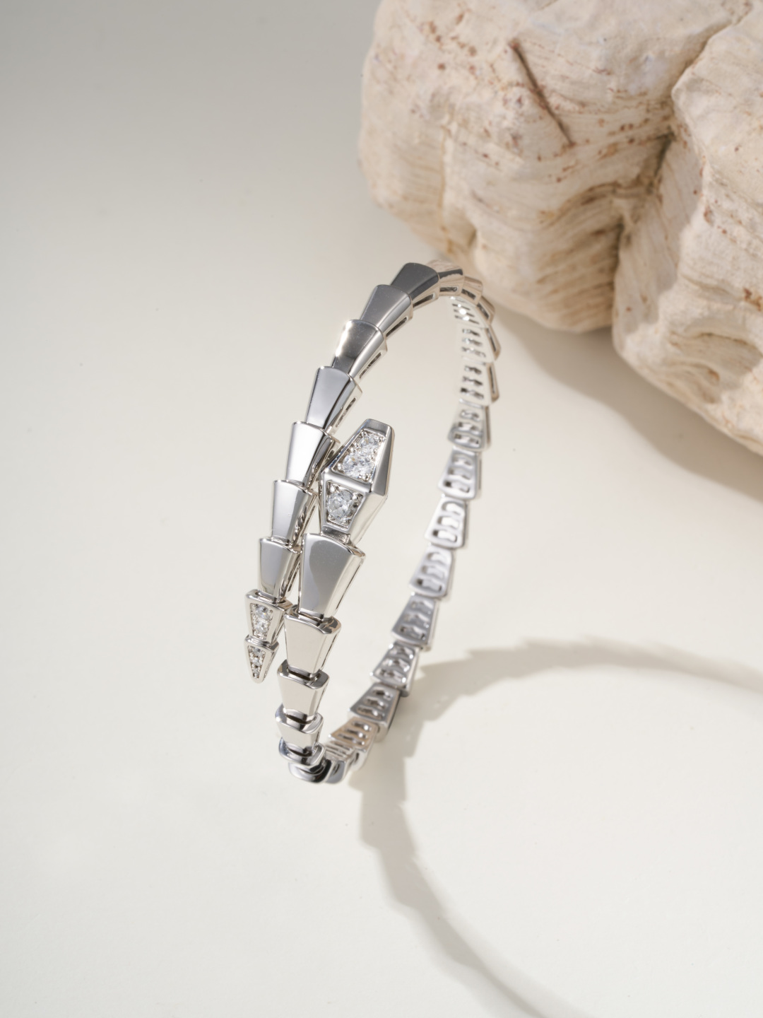 Bulgari head and tail diamond elastic snake bracelet