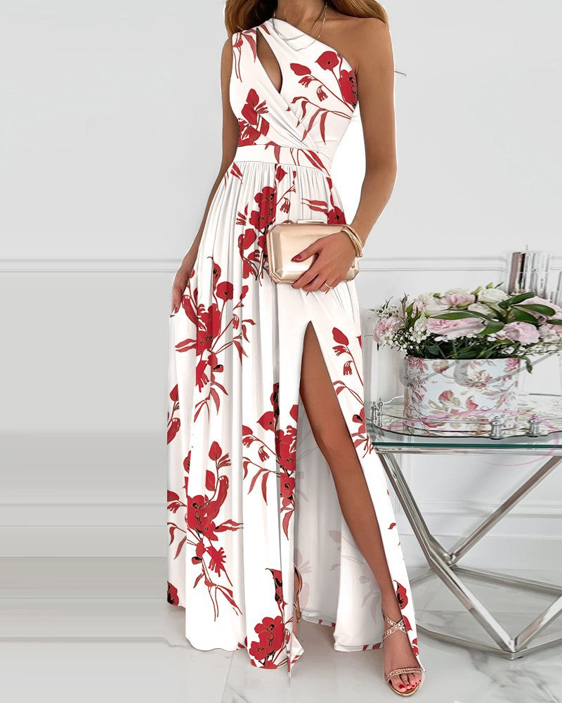 Women's Slanted Shoulder Cutout Gradient Dress