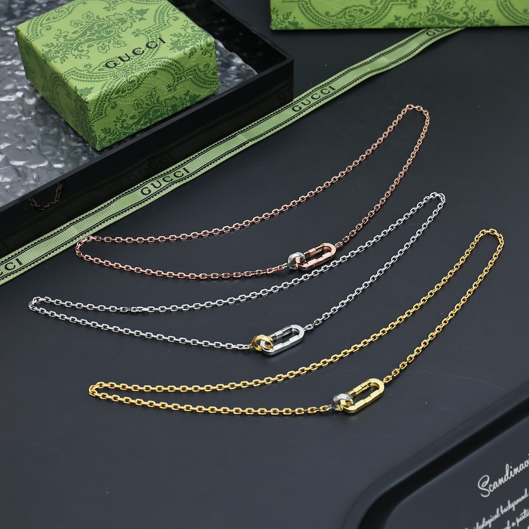 Gucci Link to Love series rose gold chain necklace