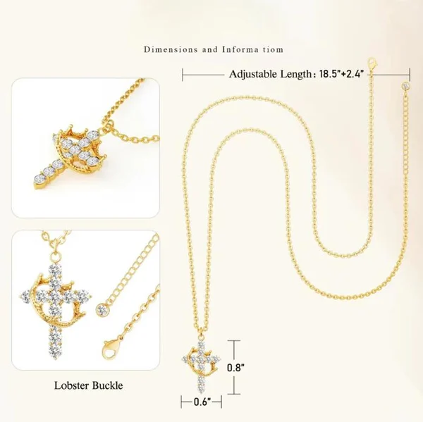 🎃Early Halloween Sale👻 Diamond Cross Necklaces With Rotated crown-BUY 2 Get 10% OFF & Free Shipping