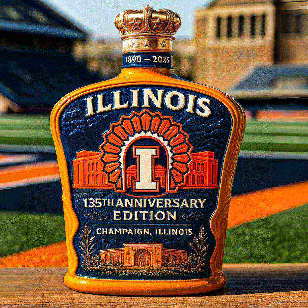 Illinois 135th Anniversary Whiskey Bottle