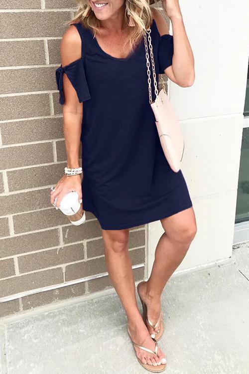 Heididress V Neck Cold Shoulder Casual Dress