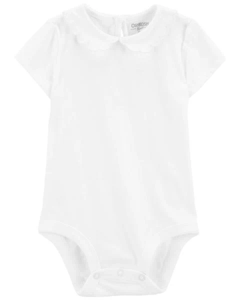 Oshkosh Eyelet Denim Jumper Dress with Scalloped Peter Pan Collar Bodysuit