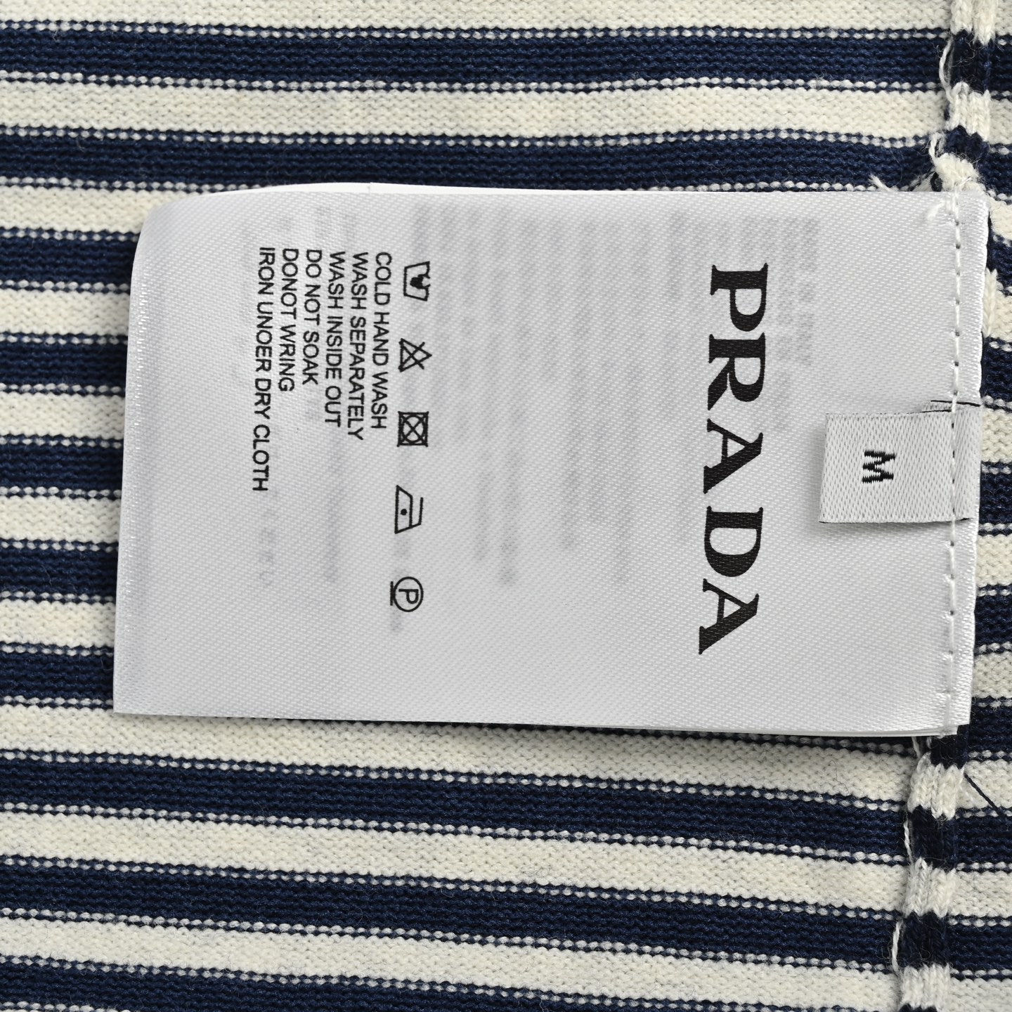 Prada 23ss blue and white striped knitted Polo short sleeve