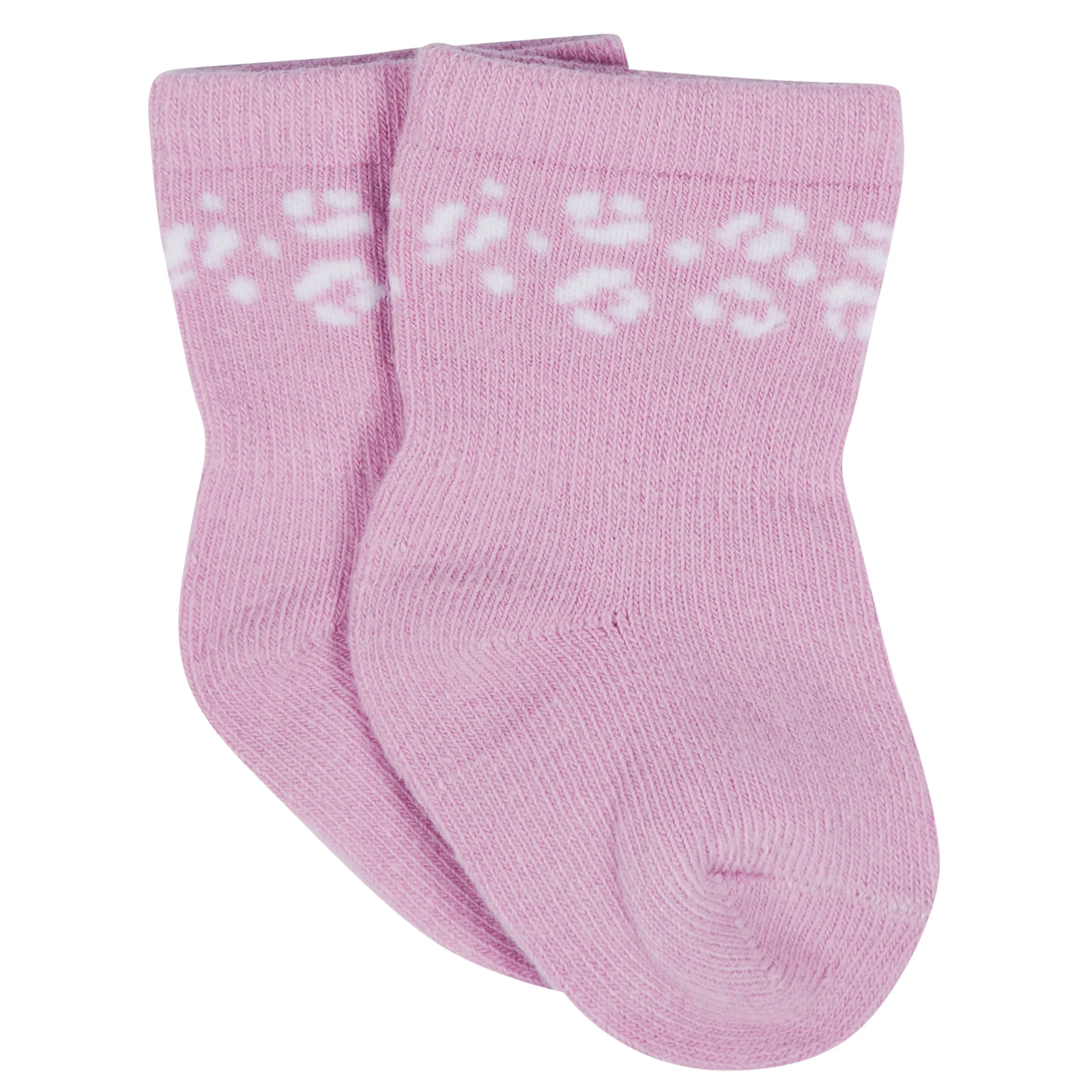 12-Pack Baby & Toddler Girls Rainbow Floral Jersey Crew Wiggle Proof Socks