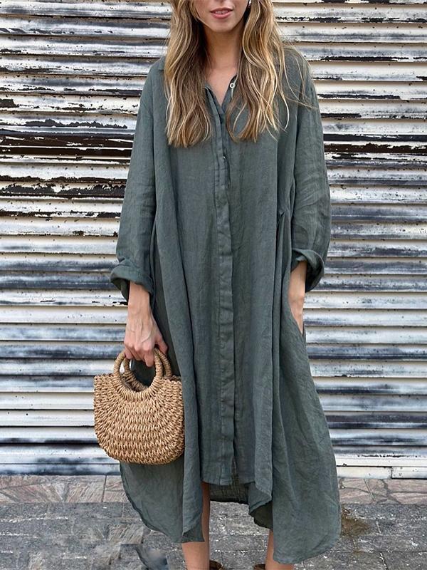 Women's Fashion Loose Cotton and Linen Dress