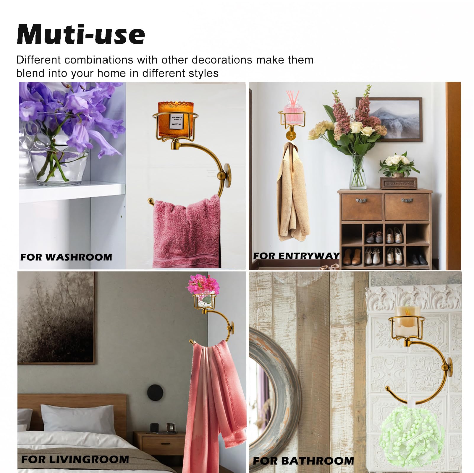 💗🎁 Mother's Day Gift - Rustic Towel Ring with Elegent Candle Holder