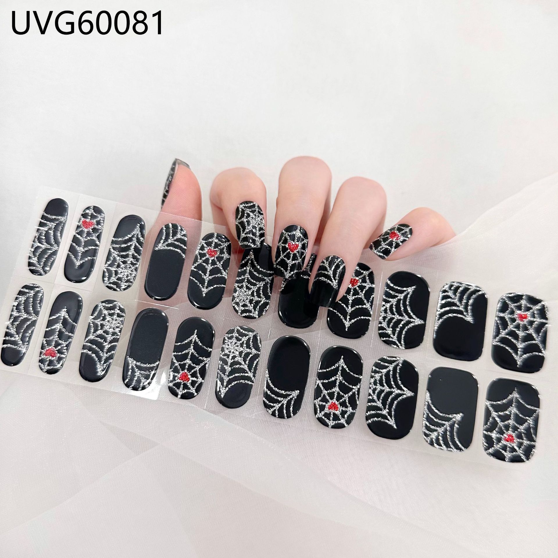 Semi Cured Gel Nail Strips, 22 pcs Nail Wraps, Glaze Gel Nail Stickers