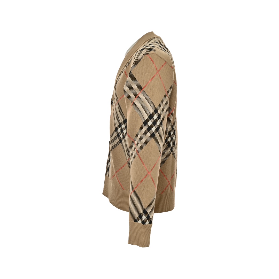 Burberry 24Fw Twill Check Knit Cardigan Sweater