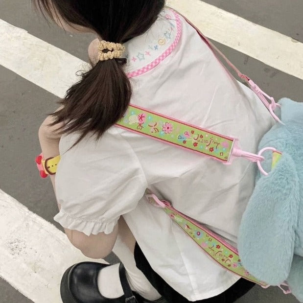 Kawaii Embroidered Collar Blouse