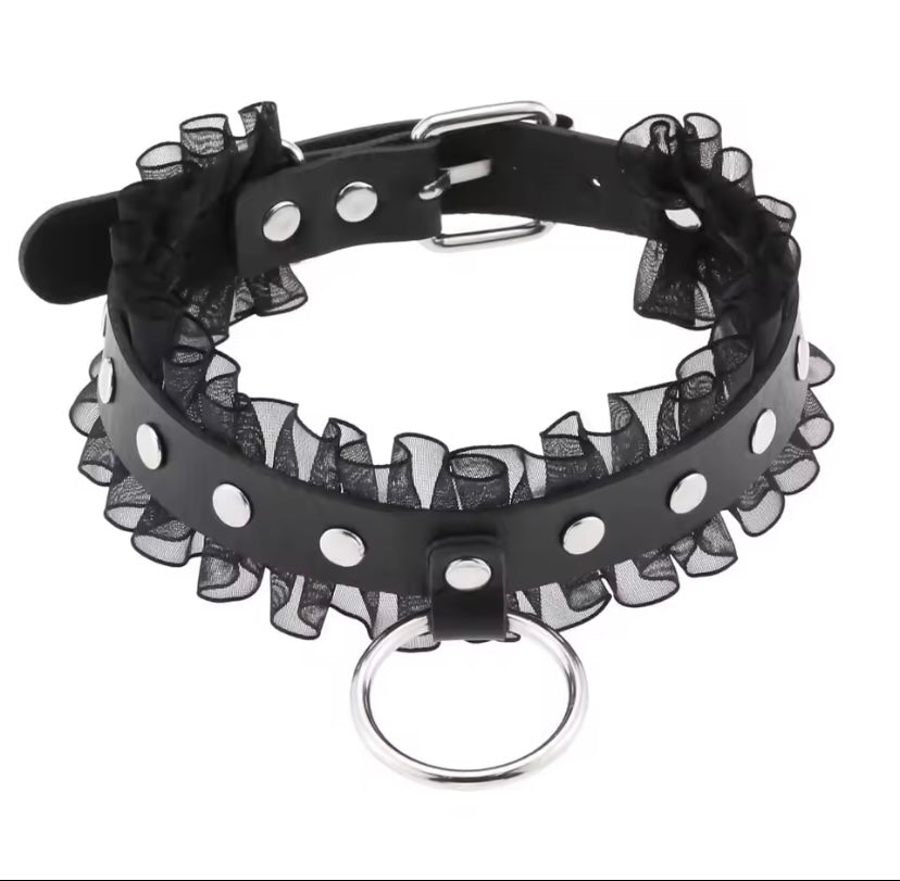 Black Punk Leather Chokers