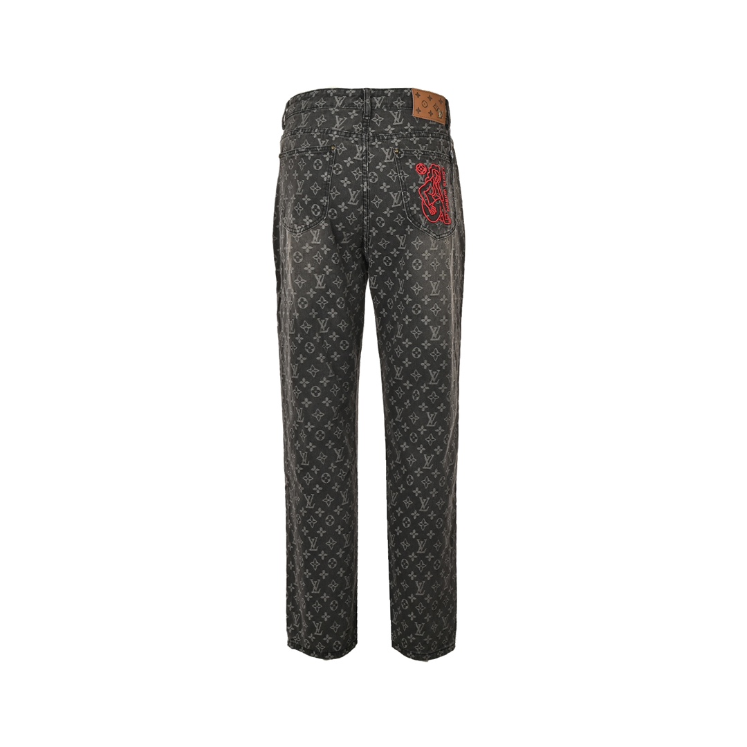 Louis Vuitton 24Fw Jeans with Monochrome Embroidery