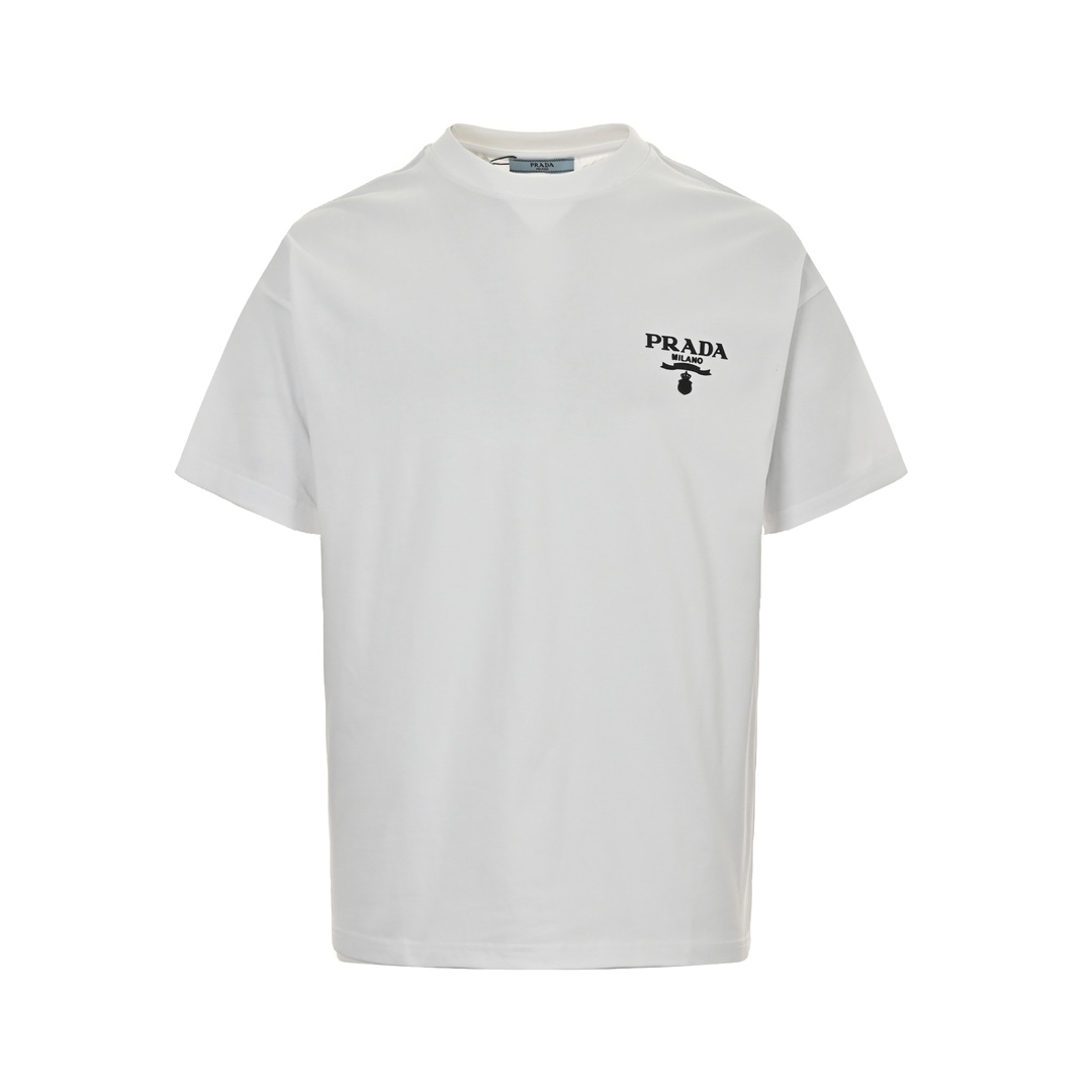 Prada 24ss three-dimensional laminated letter short sleeve