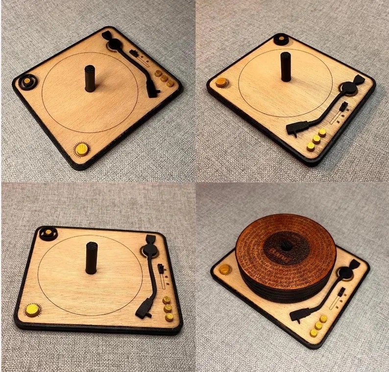 AC/DC-Themed Mini Vinyl Turntable Coaster