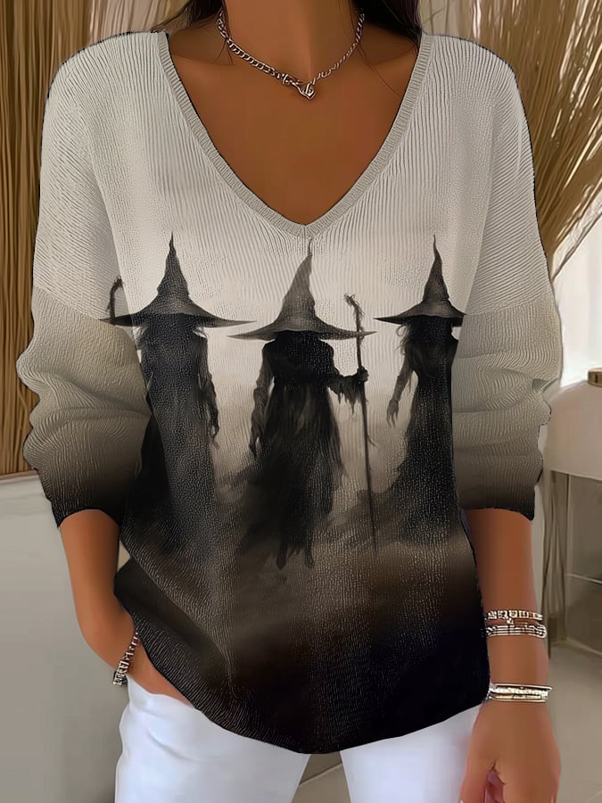 🔥Buy 3 Get 10% Off🔥Women'S Retro Horror Witch Print T-Shirt