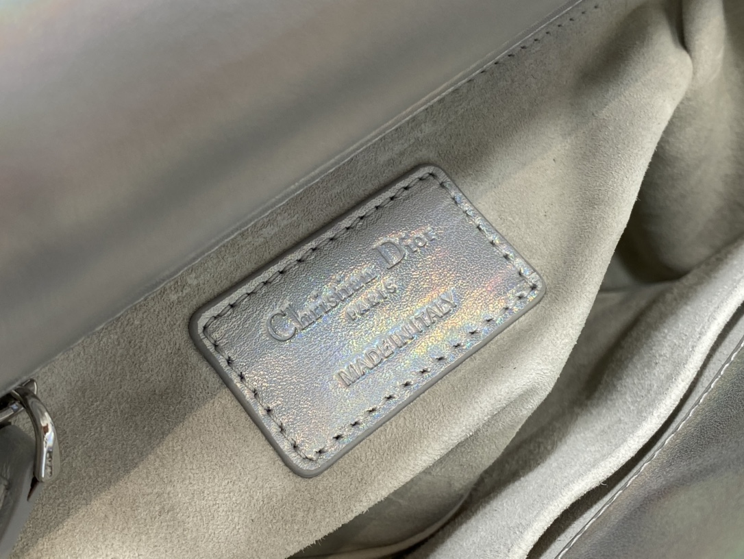 DIOR Lady Four-grid Laser Silver Princess Diana Bag