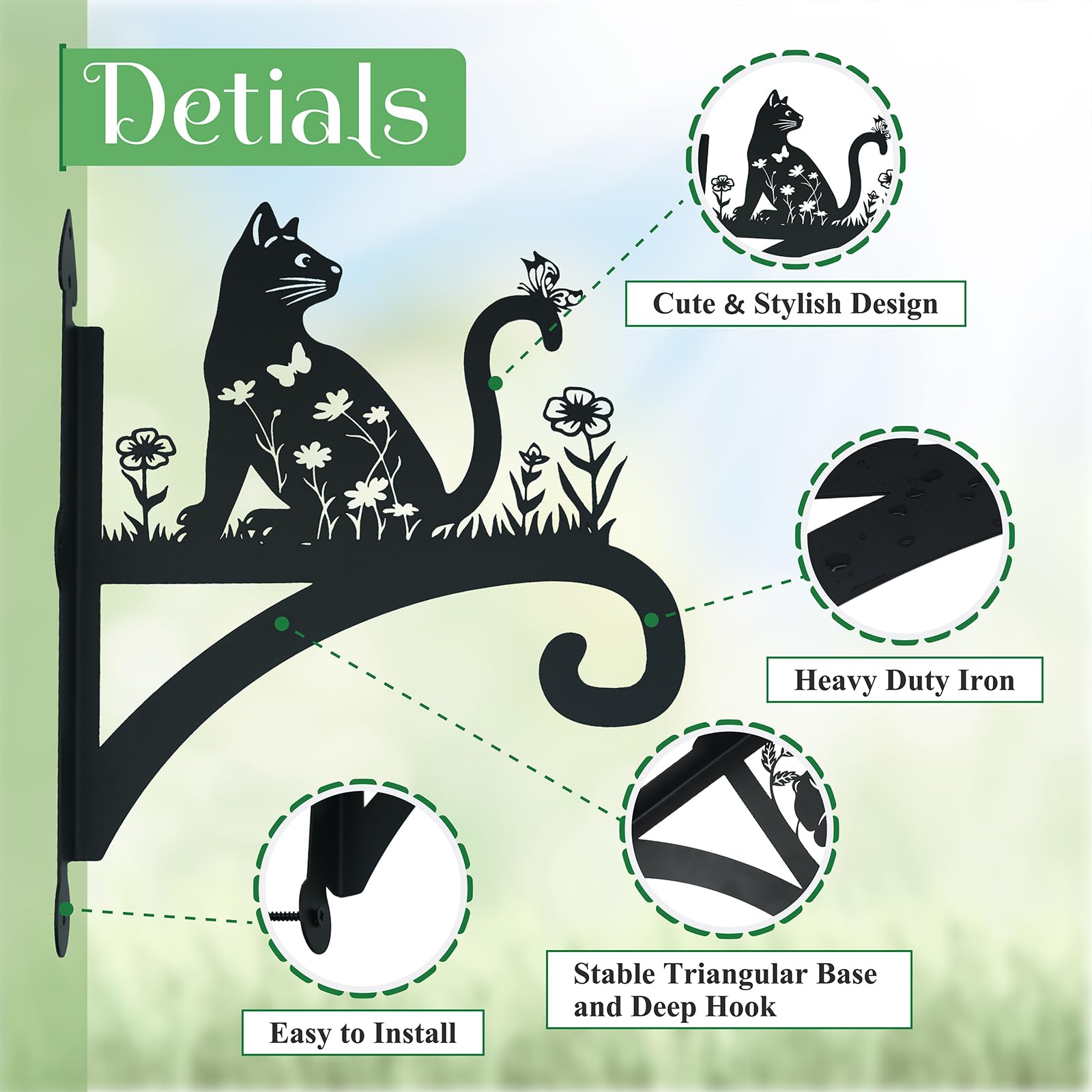 Heavy Duty Iron Animal Silhouette Hanging Brackets - Perfect for Birdfeeders, Lanterns, and Flower Baskets