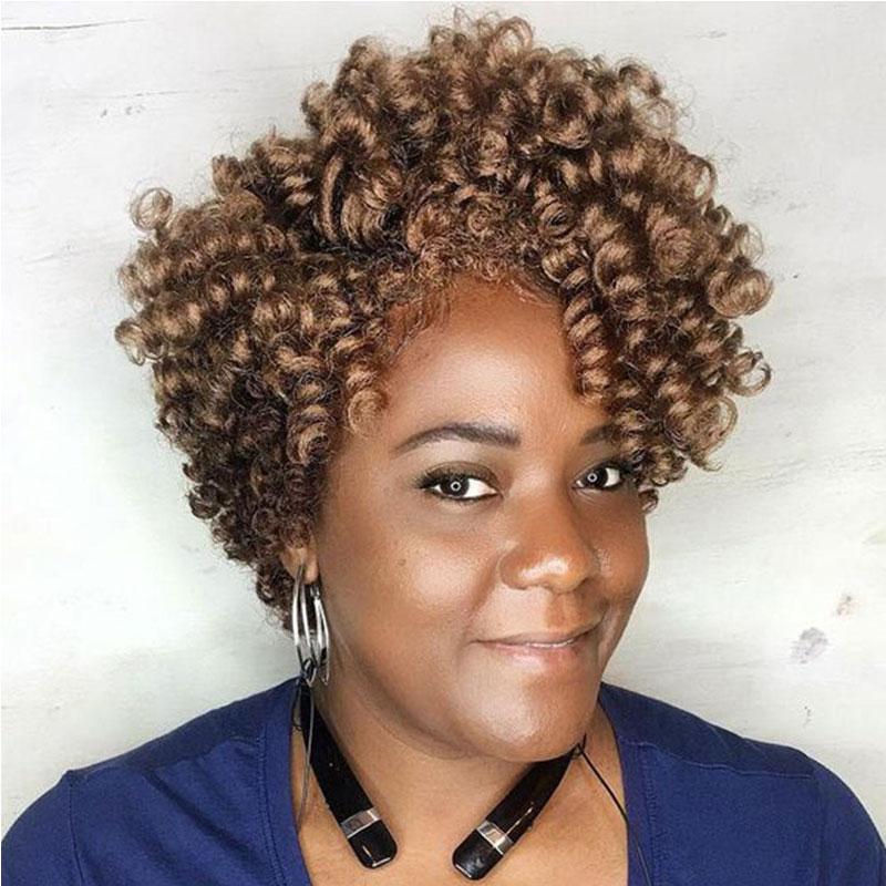 Luna 117 Women Short Spiral Curly Wig with Bangs for African American